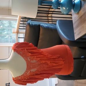 Lace back Ruffle detail orange blouse